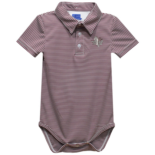 Texas Southern University Tigers Embroidered Maroon Stripes Stripe Knit Polo Onesie