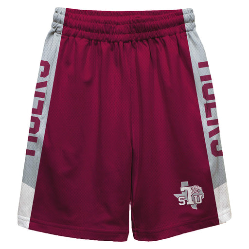 Texas Southern Tigers Vive La Fete Game Day Maroon Stripes Boys Solid Gray Athletic Mesh Short