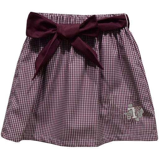 Texas Southern University Tigers Embroidered Maroon Gingham Skirt with Sash