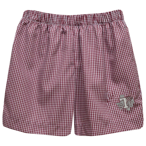 Texas Southern University Tigers Embroidered Maroon Gingham Pull On Short