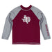Texas Southern Tigers Vive La Fete Logo Maroon Gray Long Sleeve Raglan Rashguard