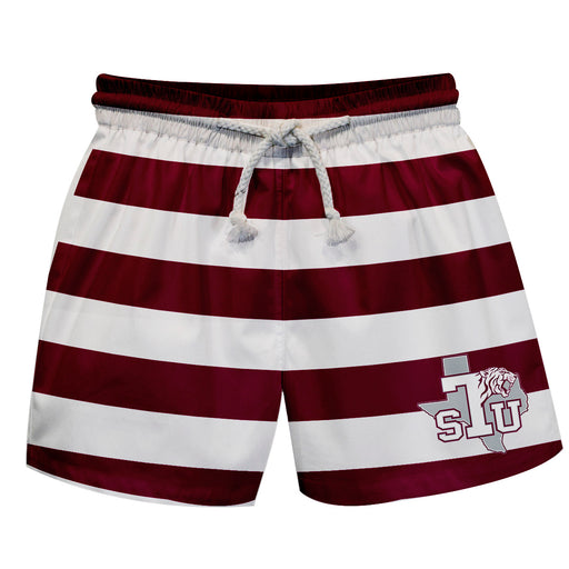 Texas Southern Tigers Vive La Fete Game Day Maroon White Flag Swimtrunks V1