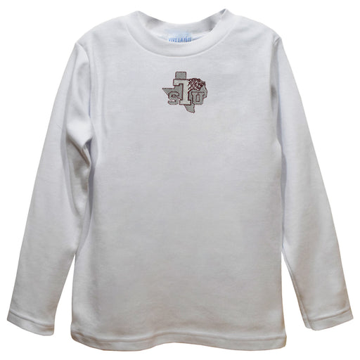 Texas Southern University Tigers Embroidered White Long Sleeve Boys Tee Shirt