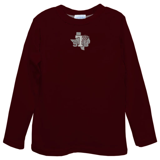 Texas Southern University Tigers Embroidered Maroon Long Sleeve Boys Tee Shirt