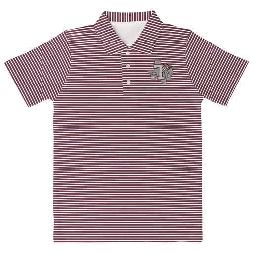 Texas Southern University Tigers Embroidered Purple Stripes Short Sleeve Polo Box Shirt