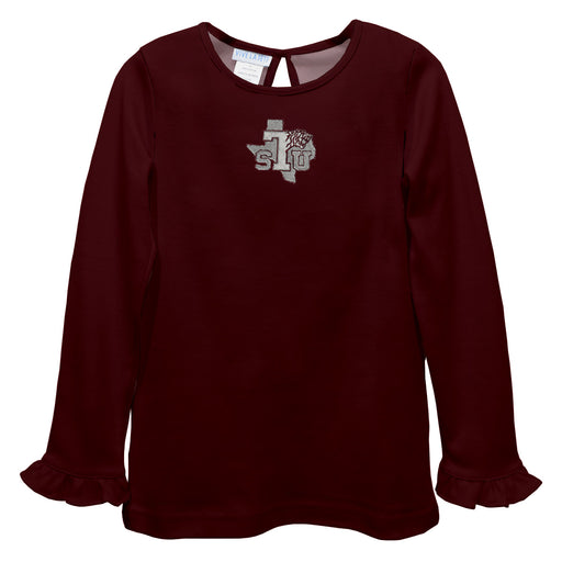 Texas Southern University Tigers Embroidered Maroon Knit Long Sleeve Girls Blouse