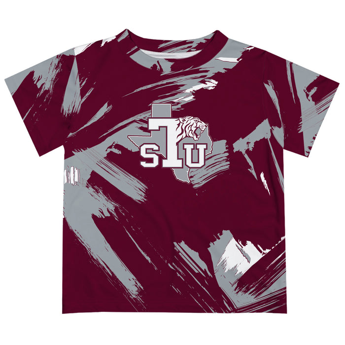 Texas Southern University Tigers Vive La Fete Boys Game Day Maroon Short Sleeve Tee Paint Brush