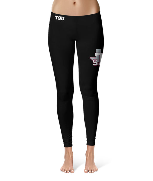 Texas Southern Tigers Vive La Fete Game Day Collegiate Large Logo on Thigh Women Black Yoga Leggings 2.5 Waist Tights