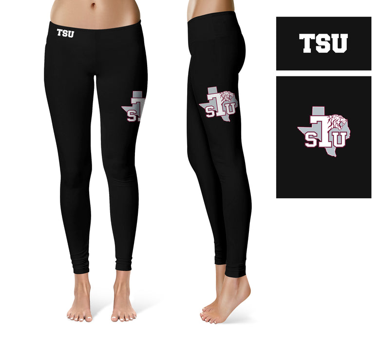 Texas Southern Tigers Vive La Fete Game Day Collegiate Large Logo on Thigh Women Black Yoga Leggings 2.5 Waist Tights - Vive La Fête - Online Apparel Store