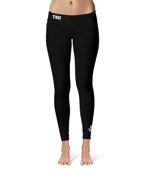 Texas Southern Tigers Vive La Fete Game Day Collegiate Logo at Ankle Women Black Yoga Leggings 2.5 Waist Tights