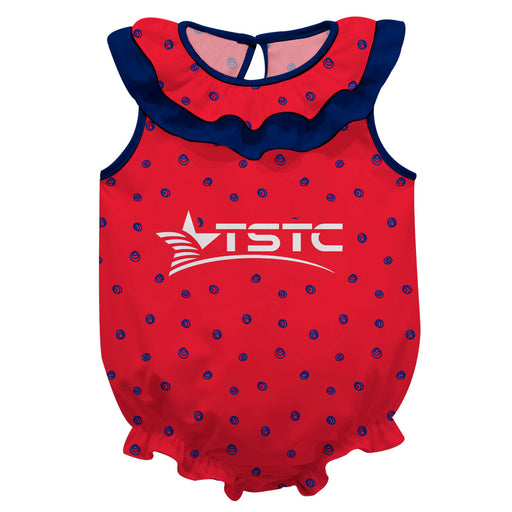 Texas State Technical College Swirls Red Sleeveless Ruffle Onesie Logo Bodysuit