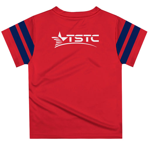 Texas State Technical College Vive La Fete Boys Game Day Red Short Sleeve Tee with Stripes on Sleeves - Vive La Fête - Online Apparel Store