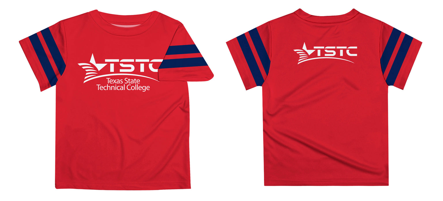 Texas State Technical College Vive La Fete Boys Game Day Red Short Sleeve Tee with Stripes on Sleeves - Vive La Fête - Online Apparel Store