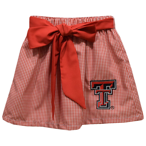 Texas Tech Red Raiders Embroidered Red Gingham Skirt With Sash