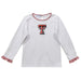 Texas Tech Embroidered White Knit Ruffle Girls Long Sleeve Tee - Vive La Fête - Online Apparel Store