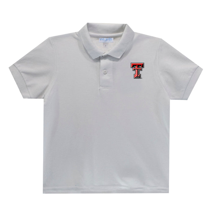 Texas Tech Embroidered  White Polo Box Shirt Short Sleeve - Vive La Fête - Online Apparel Store