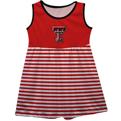 Texas Tech Red Raiders Red and White Sleeveless Tank Dress with Stripes on Skirt by Vive La Fete