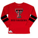 Texas Tech Stripes Red Long Sleeve Fleece Sweatshirt Side Vents - Vive La Fête - Online Apparel Store