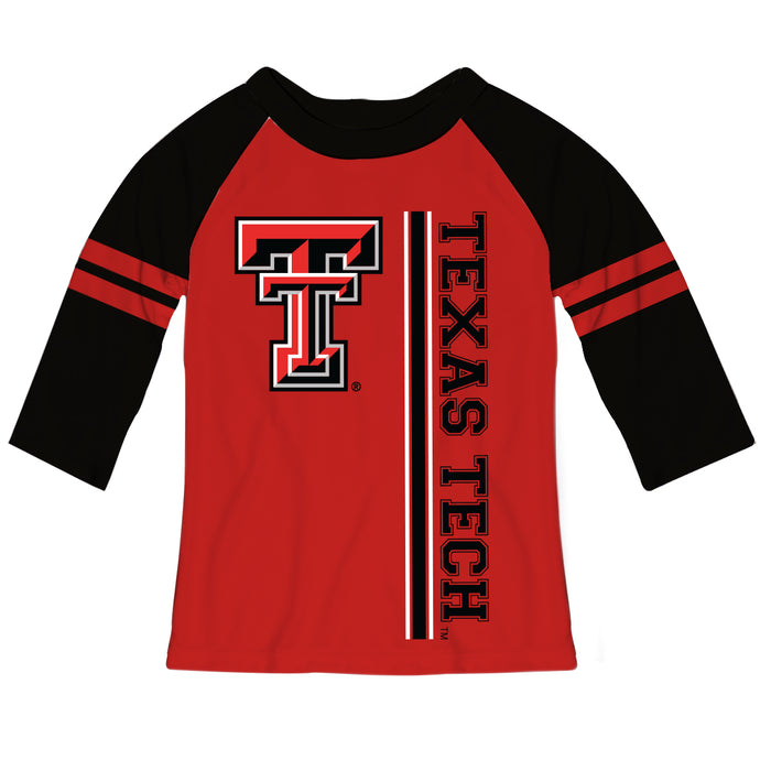 Texas Tech Red Girls Tee Raglan Three Quarter Sleeve - Vive La Fête - Online Apparel Store