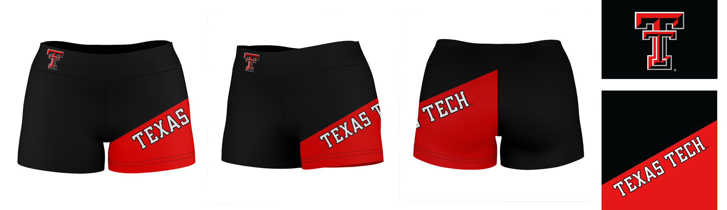 Texas Tech Red Raiders Vive La Fete Game Day Collegiate Leg Color Block Women Black Red Optimum Yoga Short - Vive La Fête - Online Apparel Store