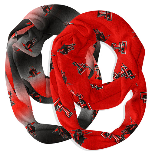 Texas Tech Red Raiders Vive La Fete All Over Logo Collegiate Women Set of 2 Light Weight Ultra Soft Infinity Scarfs