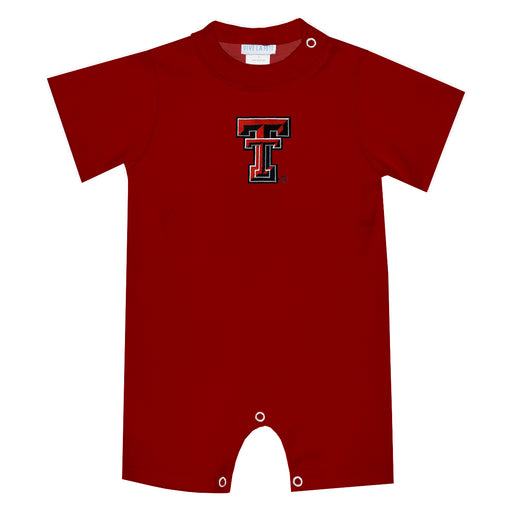 Texas Tech Red Raiders Embroidered Red Knit Short Sleeve Boys Romper
