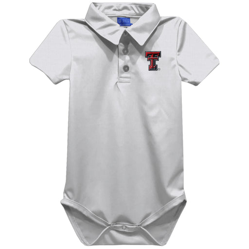 Texas Tech Red Raiders Embroidered White Solid Knit Polo Onesie