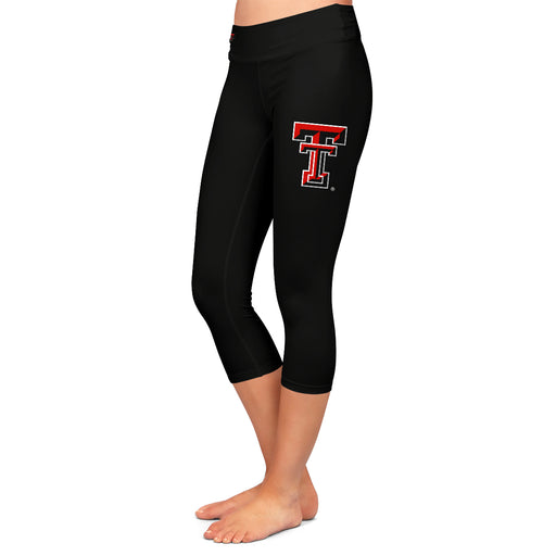 Texas Tech Red Raiders Vive La Fete Game Day Collegiate Large Logo on Thigh and Waist Girls Black Capri Leggings - Vive La Fête - Online Apparel Store