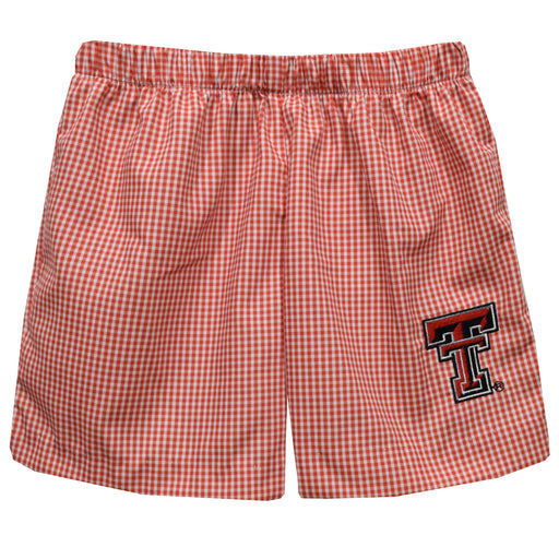 Texas Tech Red Raiders Embroidered Red Gingham Pull On Short