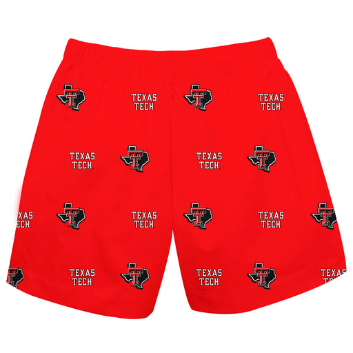 Texas Tech Red Raiders Vive La Fete Boys Game Day All Over Logo Elastic Waist Classic Play Red Pull On Short