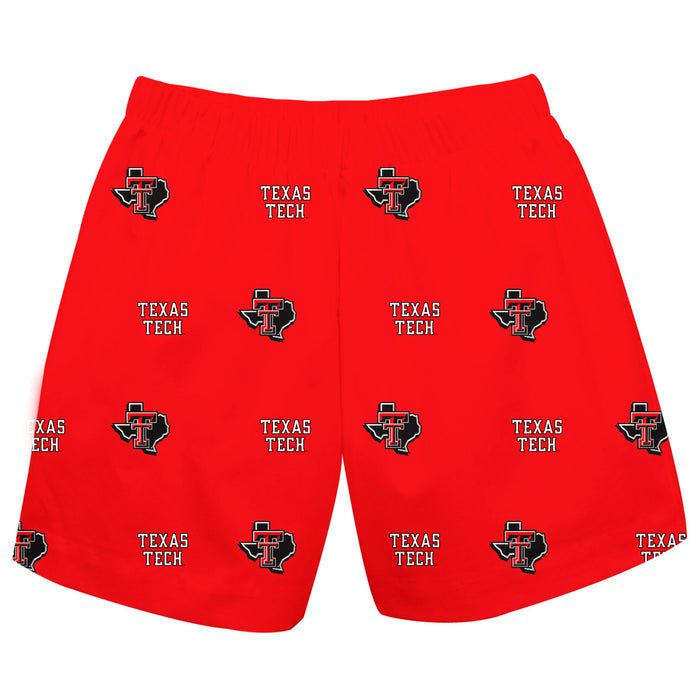 Texas Tech Red Raiders Vive La Fete Boys Game Day All Over Logo Elastic Waist Classic Play Red Pull On Short