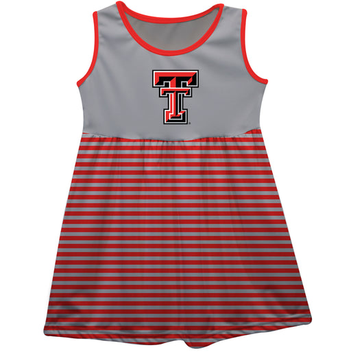 Texas Tech Red Raiders Vive La Fete Girls Game Day Sleeveless Tank Dress Solid Gray Logo Stripes on Skirt