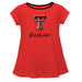 Texas Tech Red Raiders Vive La Fete Girls Game Day Short Sleeve Red Top with School Logo and Name