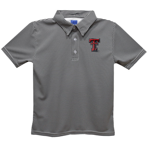 Texas Tech Red Raiders Embroidered Black Stripes Short Sleeve Polo Box Shirt