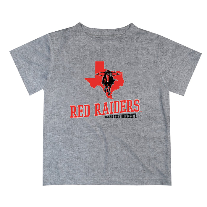 Texas Tech Red Raiders Vive La Fete State Map Heather Gray Short Sleeve Tee Shirt