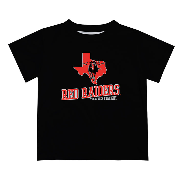 Texas Tech Red Raiders Vive La Fete State Map Black Short Sleeve Tee Shirt