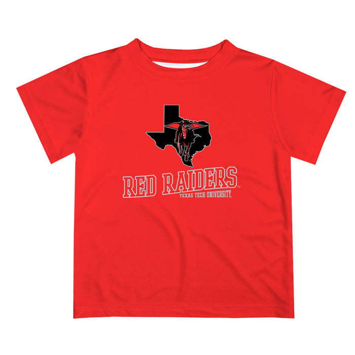 Texas Tech Red Raiders Vive La Fete State Map Red Short Sleeve Tee Shirt