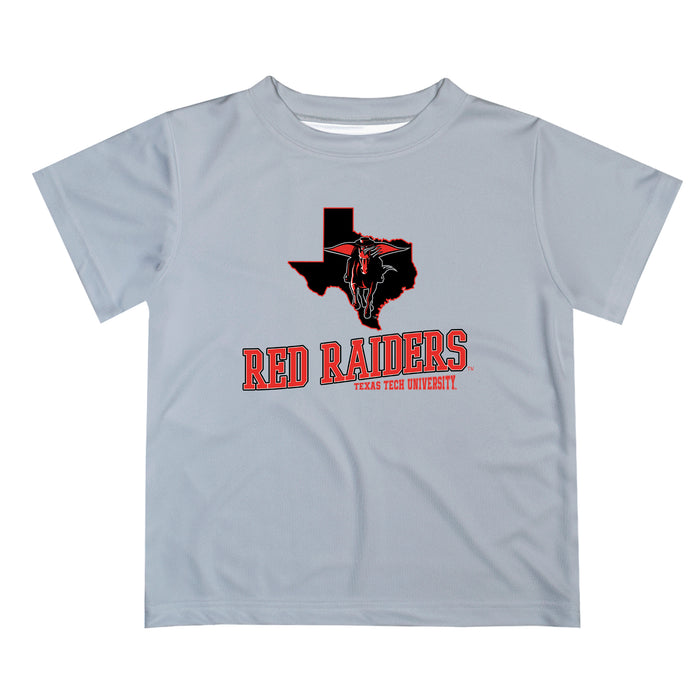 Texas Tech Red Raiders Vive La Fete State Map Gray Short Sleeve Tee Shirt