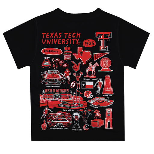 Texas Tech Red Raiders Hand Sketched Vive La Fete Impressions Artwork Boys Black Short Sleeve Tee Shirt - Vive La Fête - Online Apparel Store