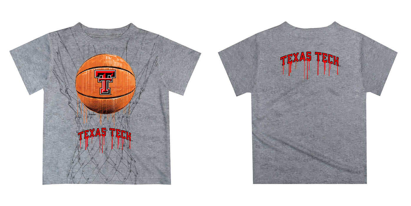 Texas Tech Red Raiders Original Dripping Basketball Gray T-Shirt by Vive La Fete - Vive La Fête - Online Apparel Store