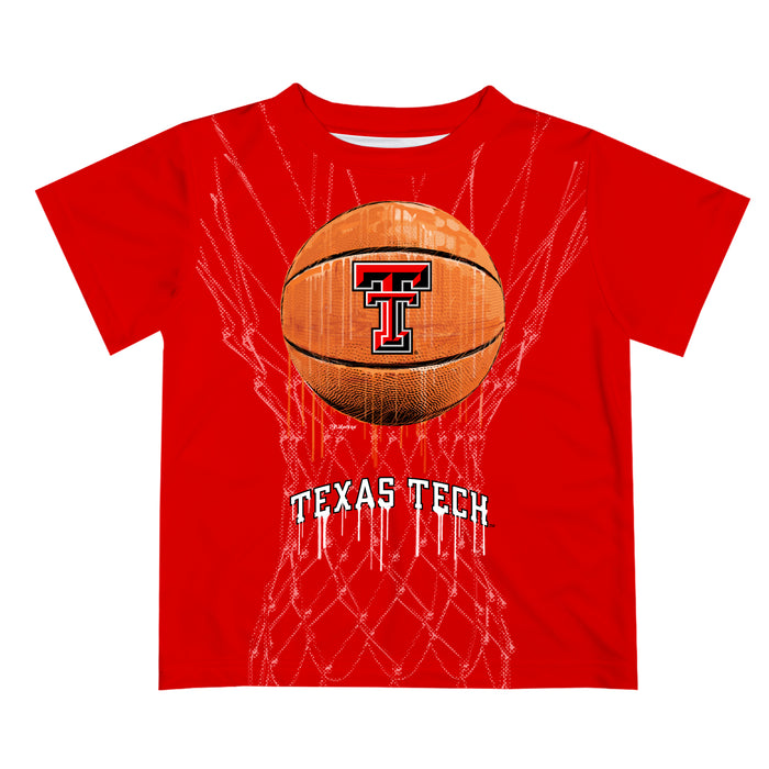 Texas Tech Red Raiders Original Dripping Basketball Red T-Shirt by Vive La Fete