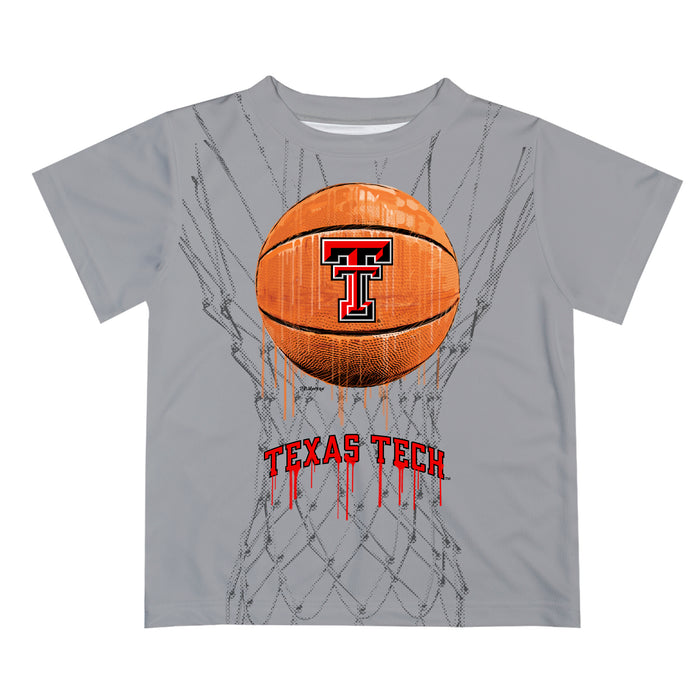 Texas Tech Red Raiders Original Dripping Basketball Gray T-Shirt by Vive La Fete