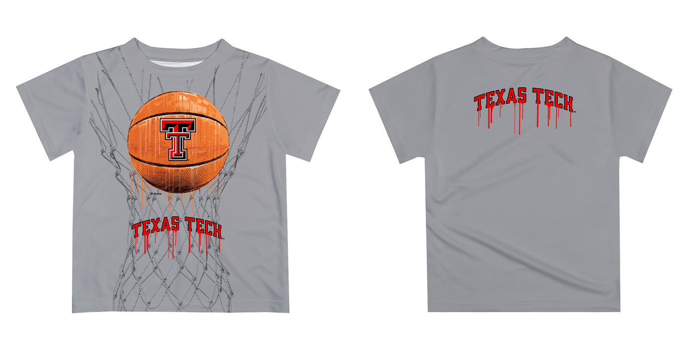 Texas Tech Red Raiders Original Dripping Basketball Gray T-Shirt by Vive La Fete - Vive La Fête - Online Apparel Store