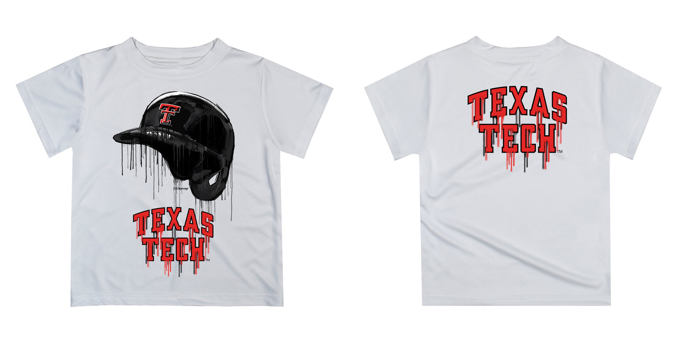 Texas Tech Red Raiders Original Dripping Baseball Helmet Red T-Shirt by Vive La Fete - Vive La Fête - Online Apparel Store