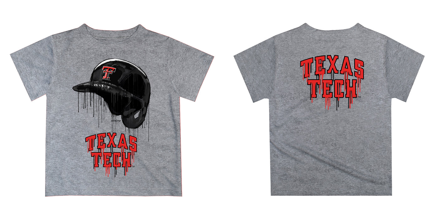 Texas Tech Red Raiders Original Dripping Baseball Helmet Red T-Shirt by Vive La Fete - Vive La Fête - Online Apparel Store