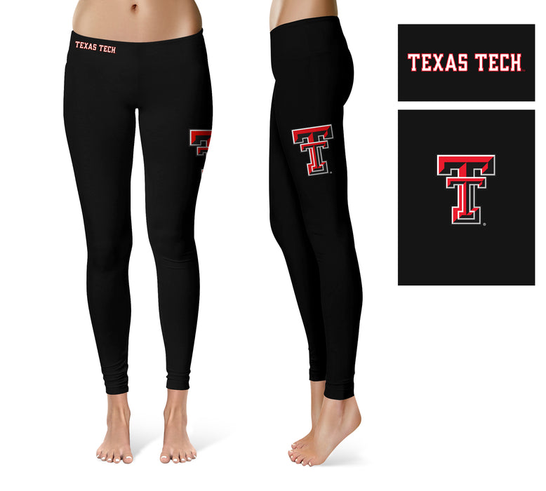 Texas Tech Red Raiders Vive La Fete Game Day Collegiate Large Logo on Thigh  Women Black Yoga Leggings 2.5 Waist Tights