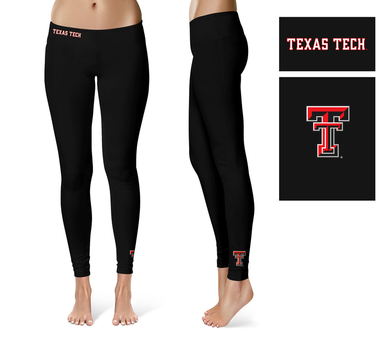 Texas Tech Red Raiders Vive La Fete Game Day Collegiate Logo at Ankle Women Black Yoga Leggings 2.5 Waist Tights - Vive La Fête - Online Apparel Store