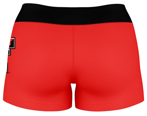 Texas Tech Red Raiders Vive La Fete Logo on Thigh & Waistband Red Black Women Yoga Booty Workout Shorts 3.75 Inseam - Vive La Fête - Online Apparel Store