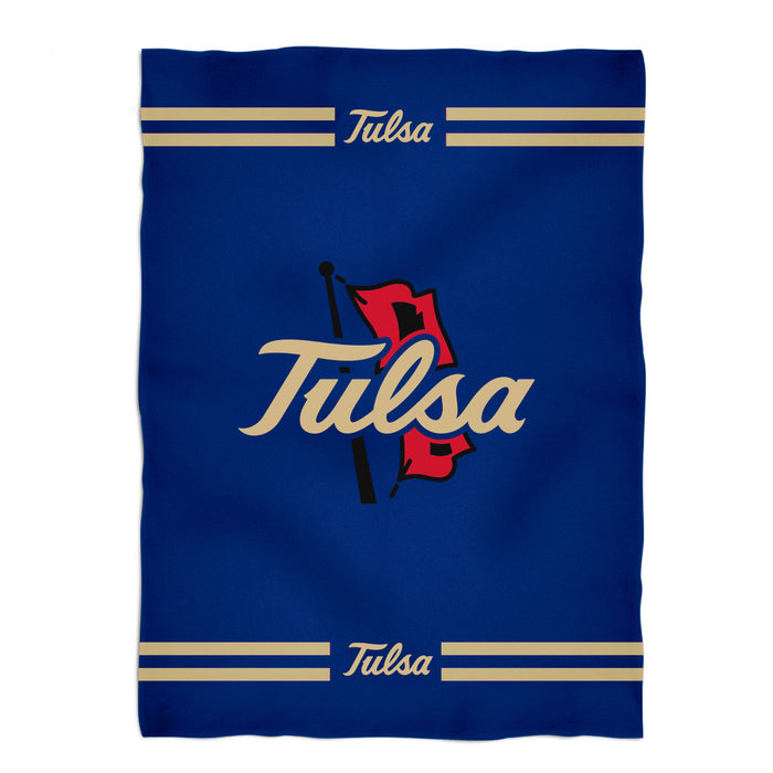 Tulsa Golden Hurricane Vive La Fete Game Day Soft Premium Fleece Blue Throw Blanket 40" x 58" Logo and Stripes - Vive La Fête - Online Apparel Store