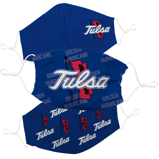 Tulsa Golden Hurricane Face Mask Blue Set of Three - Vive La Fête - Online Apparel Store